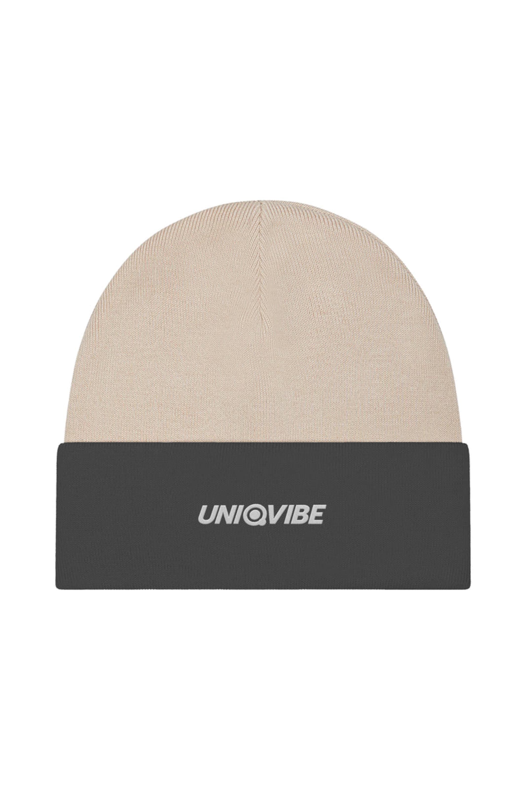 UNIQVIBE Mütze in beige / grau / weiß, Produktansicht