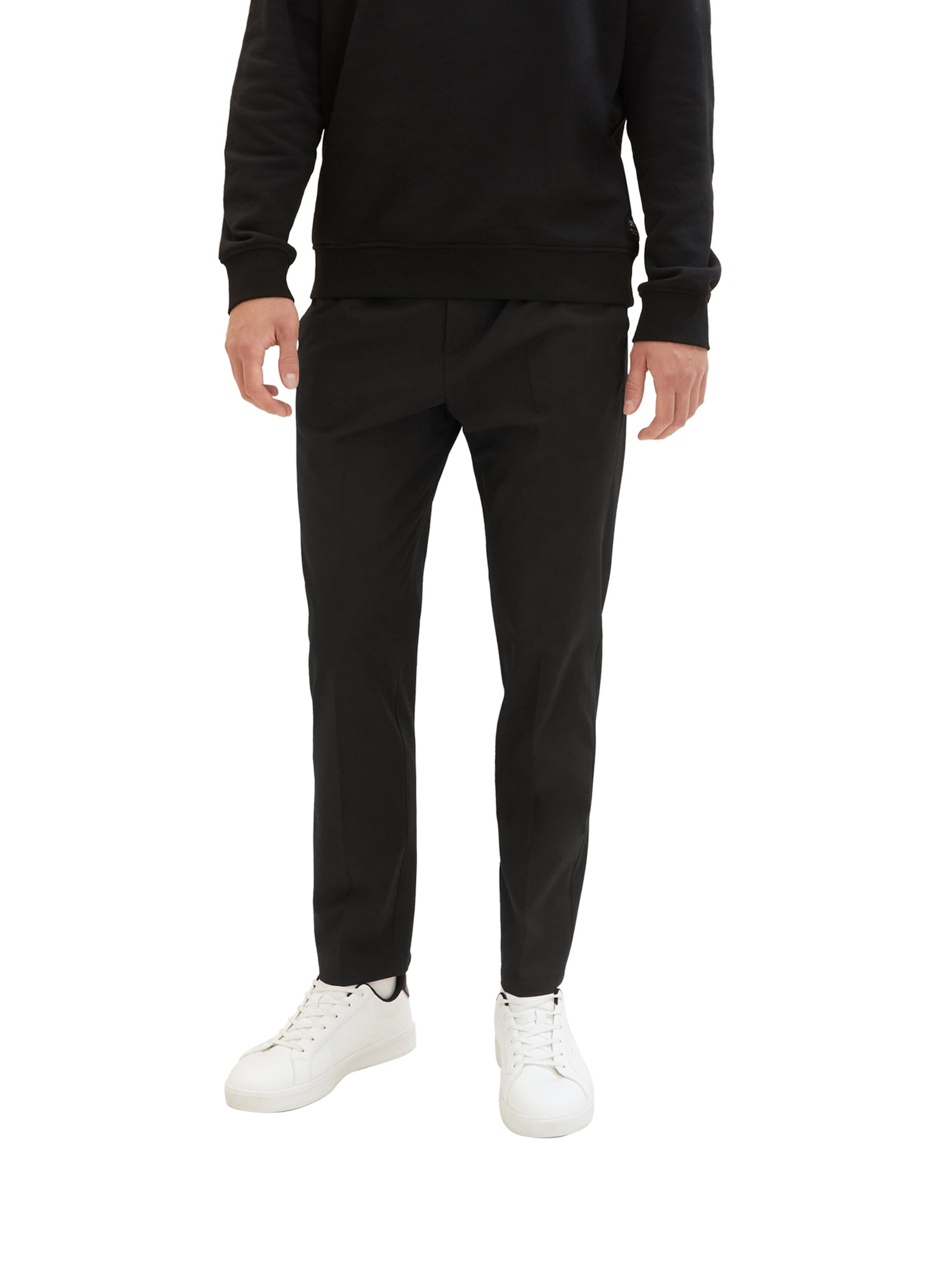 TOM TAILOR DENIM Regular Trousers with creases in Black: front