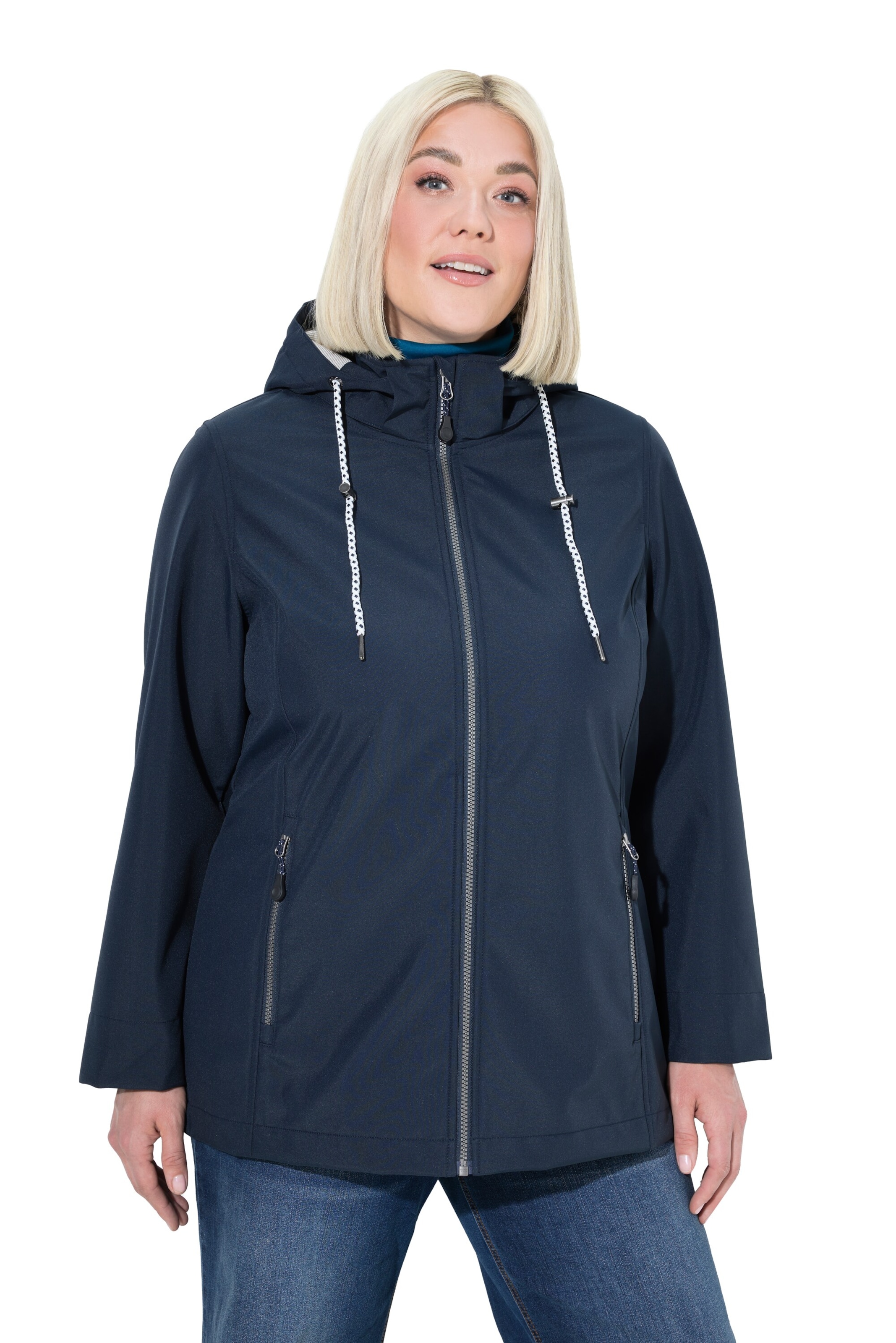 Ulla Popken Between-Season Jacket in Blue: front