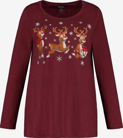 Ulla Popken T-shirt en marron / lie de vin / blanc, Vue avec produit