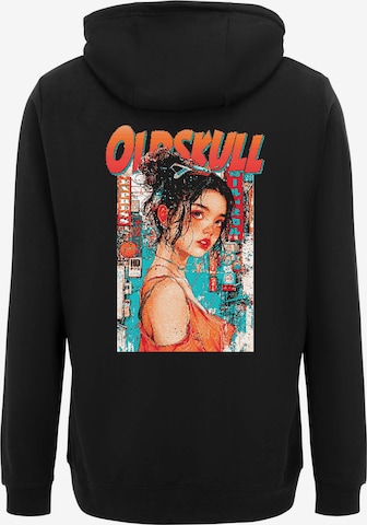 Oldskull Hoodie 'Retro Pixel Lady Logo Graphic' in Schwarz: Vorderseite