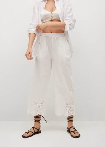 MANGO Loose fit Pants 'Lolo' in White: front