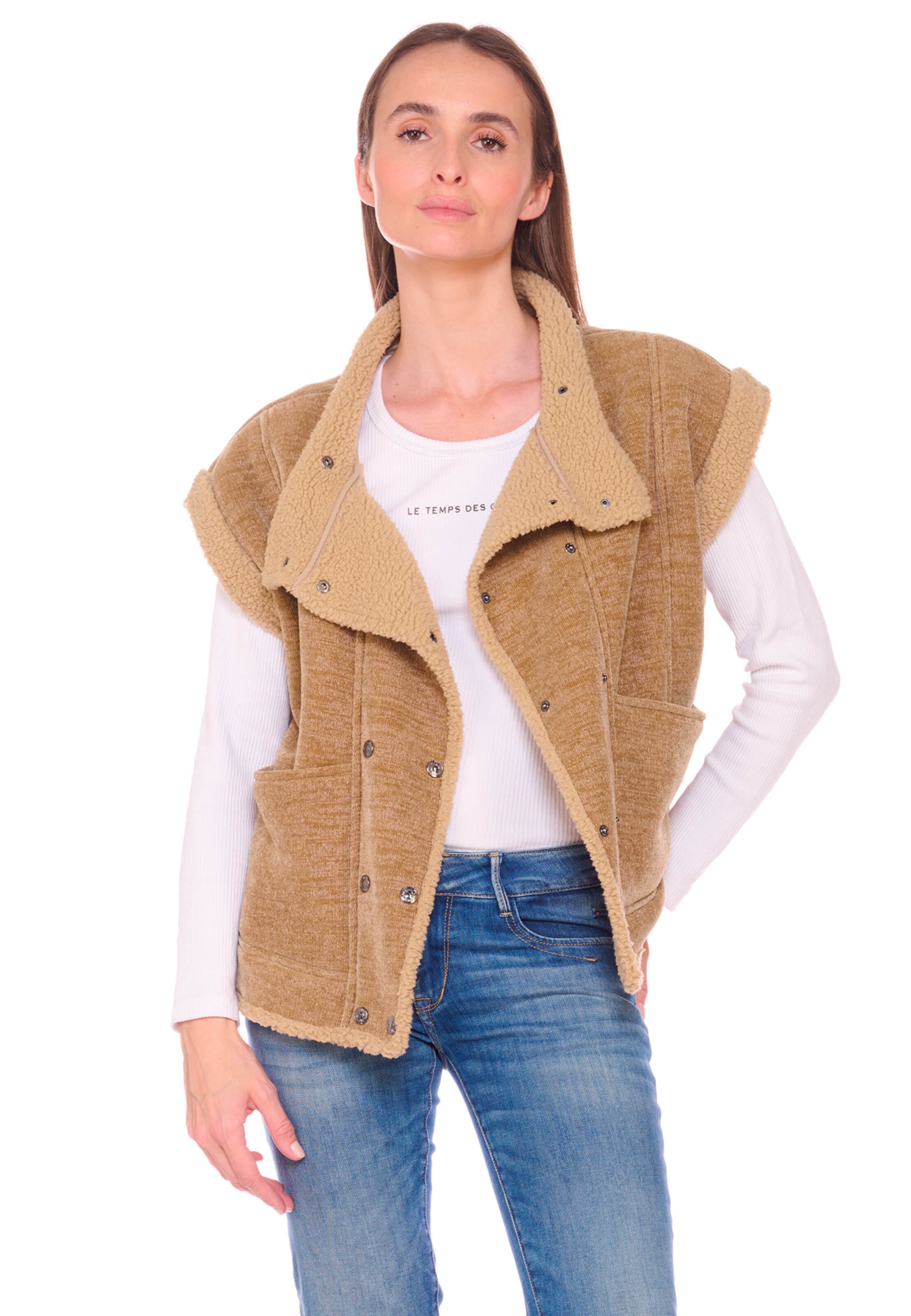 Gilet 'Fuji' Le Temps Des Cerises en beige : devant