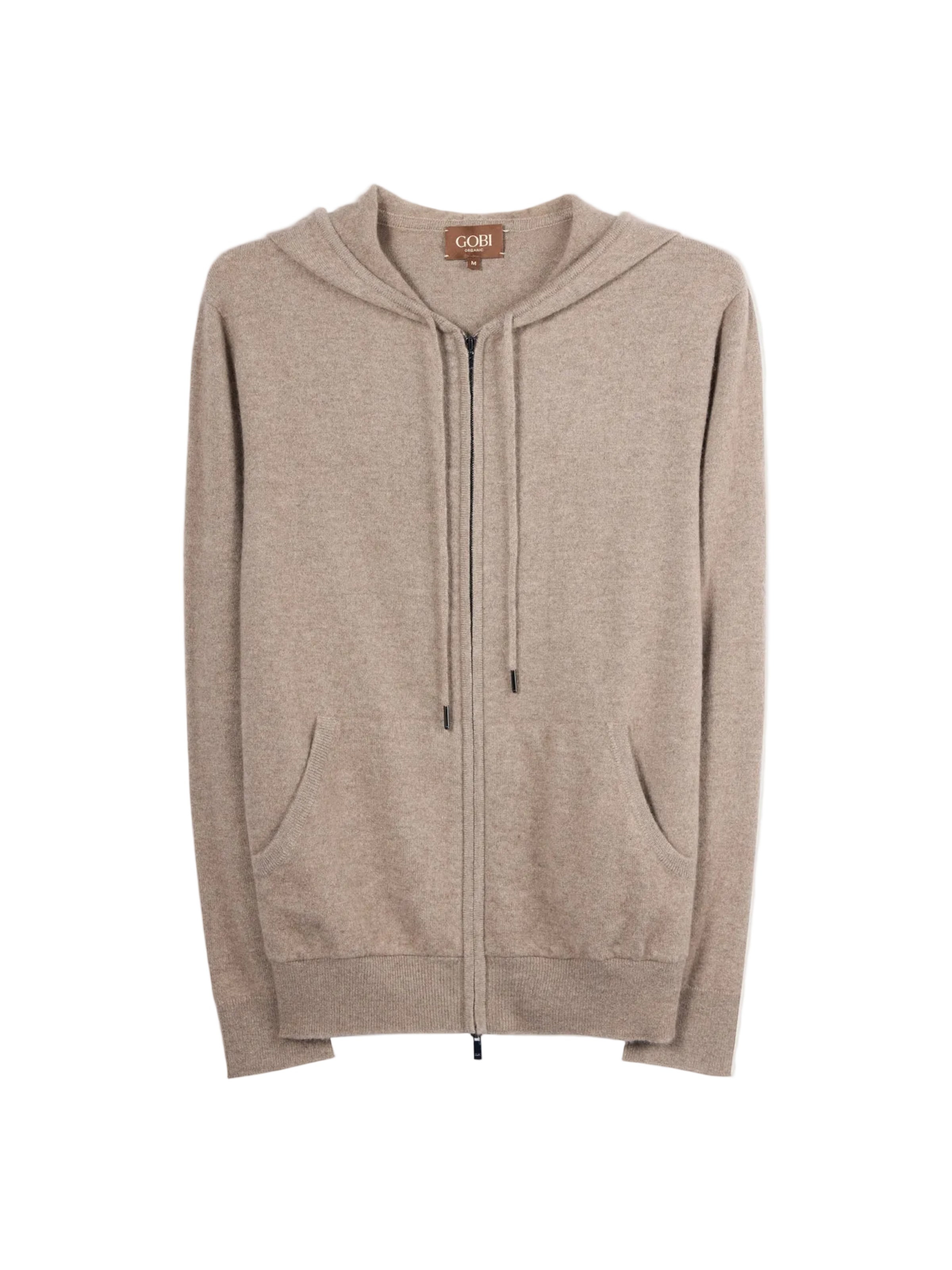 GOBI Cashmere Knit Cardigan 'Men's Zip-Up Cashmere Hoodie' in Grey: front