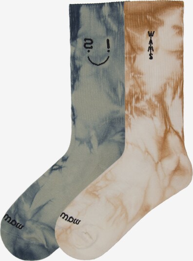Wams Chaussettes 'Tie Dye' en beige / bleu / marron, Vue avec produit