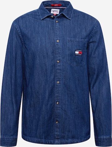 Tommy Jeans Regular fit Button Up Shirt in Blue: front