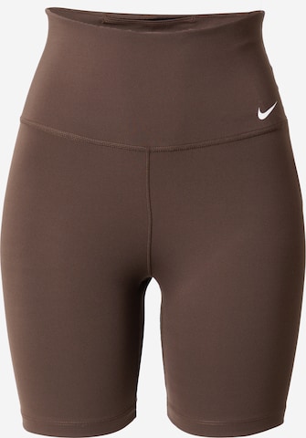 NIKE Skinny Workout Pants 'ONE' in Brown: front
