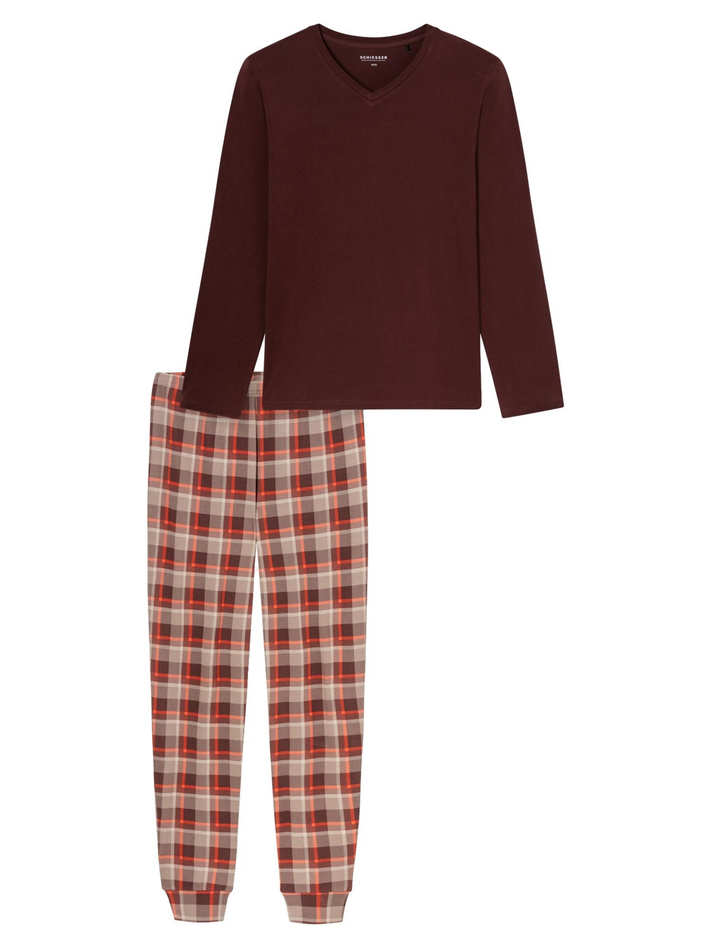 SCHIESSER Pyjama lang 'Casual Essentials'‌ in Rot: Vorderseite