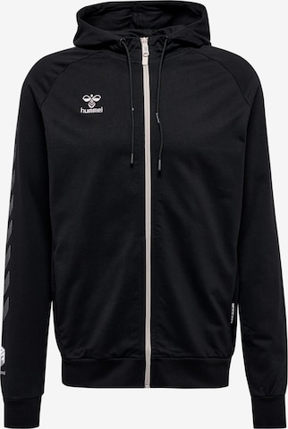 Hummel Athletic Zip-Up Hoodie 'Move' in Black: front