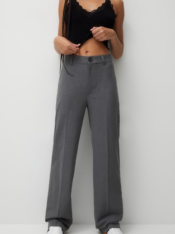 Pull&Bear Wide leg Pantalon in Grijs: voorkant