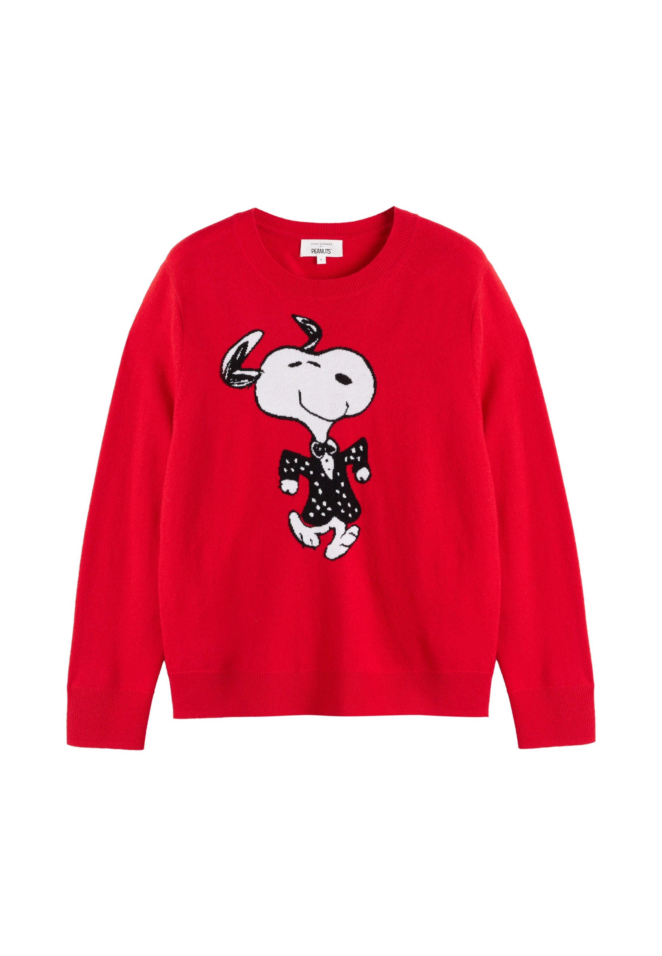 Chinti & Parker Pullover 'Dancing Snoopy' i rød: forside