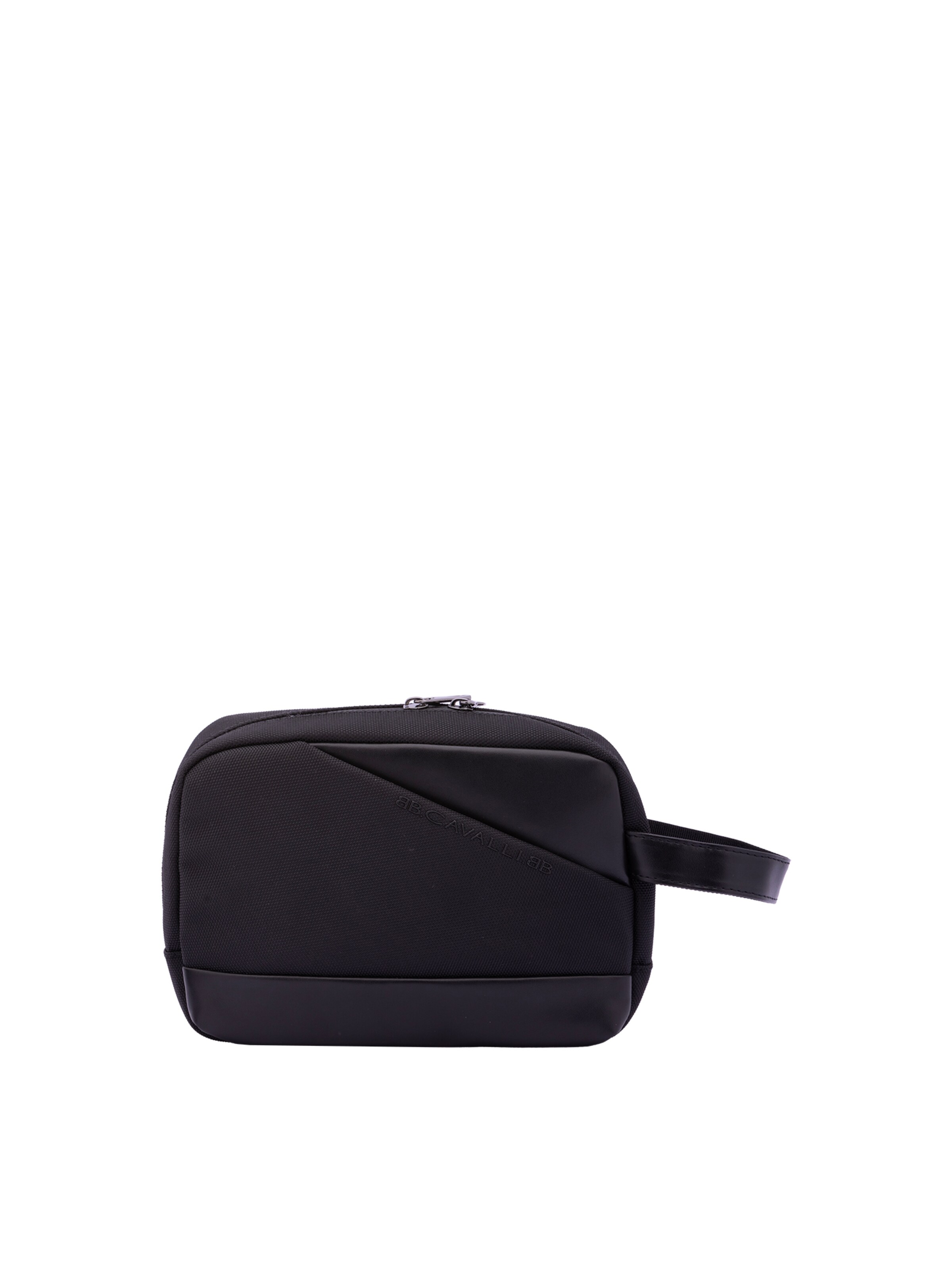 Beauty case 'Pochette Uomo B Cavalli Poliestere Zip Manico Ecopelle' di B. Cavalli in nero: frontale