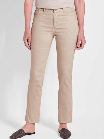Goldner Regular Broek 'Carla' in Beige: voorkant