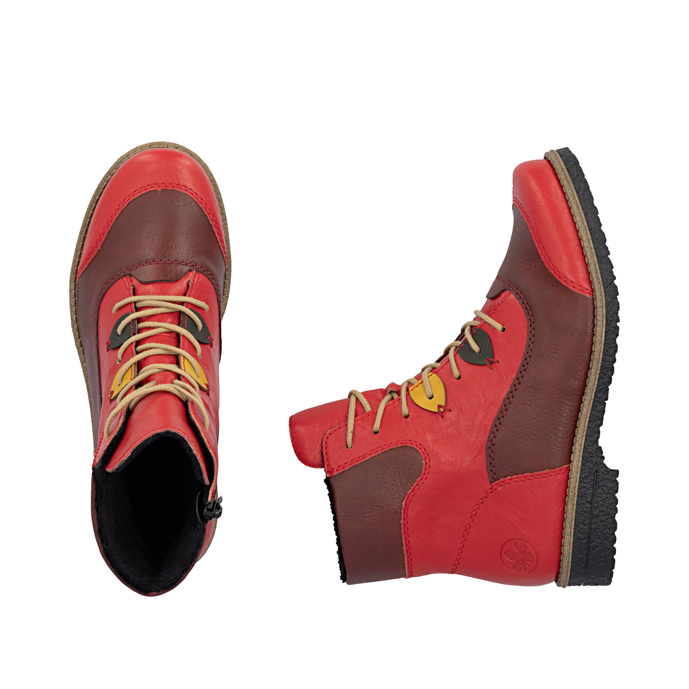 Bottines à lacets Rieker en rouge