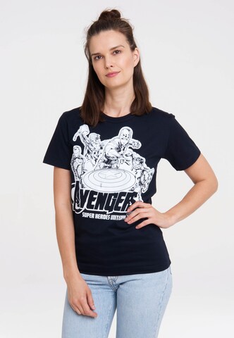 LOGOSHIRT Shirt 'Marvel Comics - Avengers' in Blauw: voorkant
