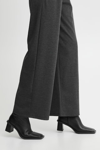 ICHI Wide leg Pleat-Front Pants 'Kate' in Grey