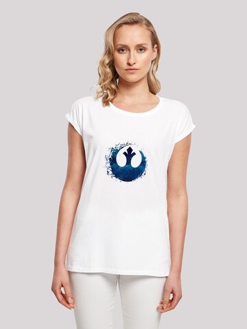 F4NT4STIC Shirt 'Star Wars The Rise Of Skywalker Resistance Symbol Wave' in White: front