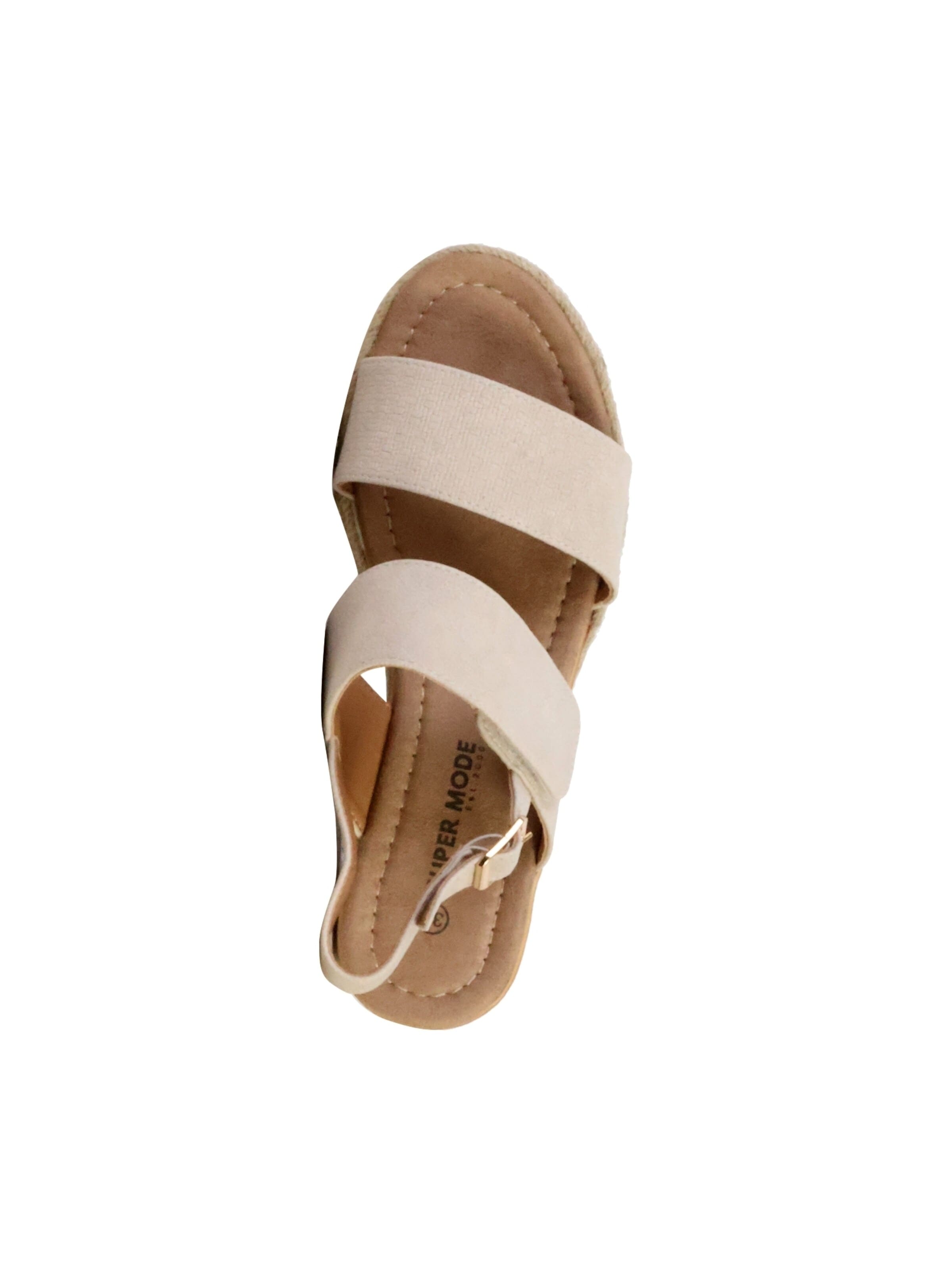 Sandales 'Sandalen mit Keilabsatz und Riemchen' Super Mode en beige