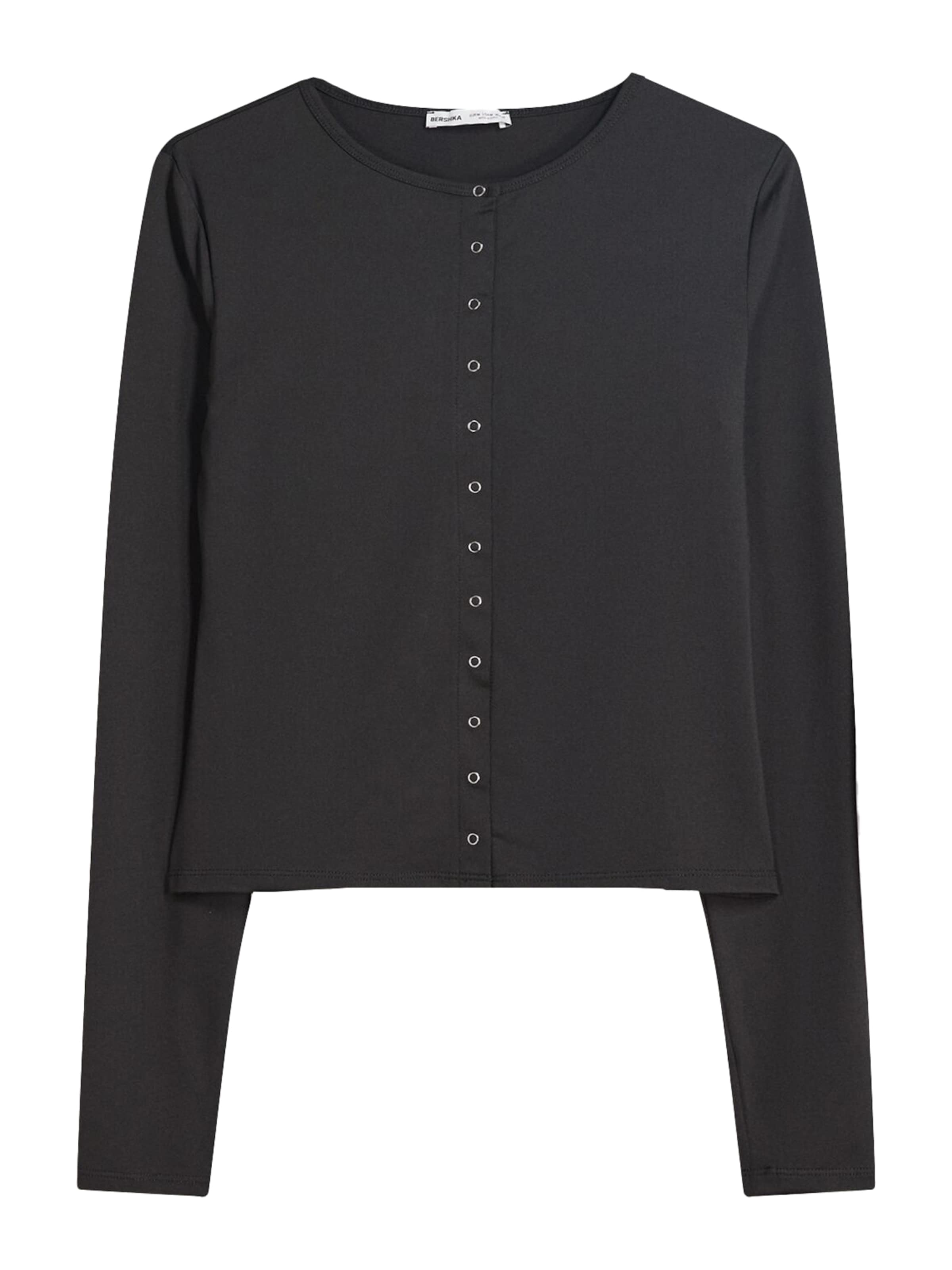BershkaMajica - crna boja: prednji dio