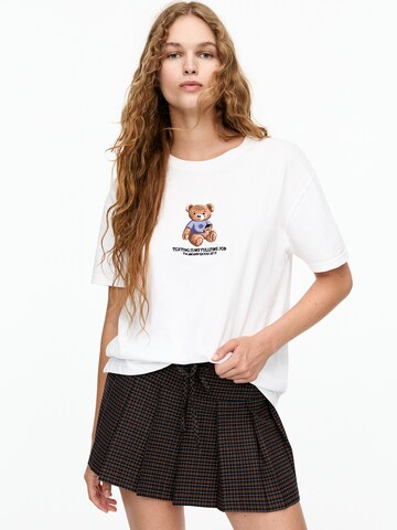 Pull&Bear Koszulka w kolorze biały: przód