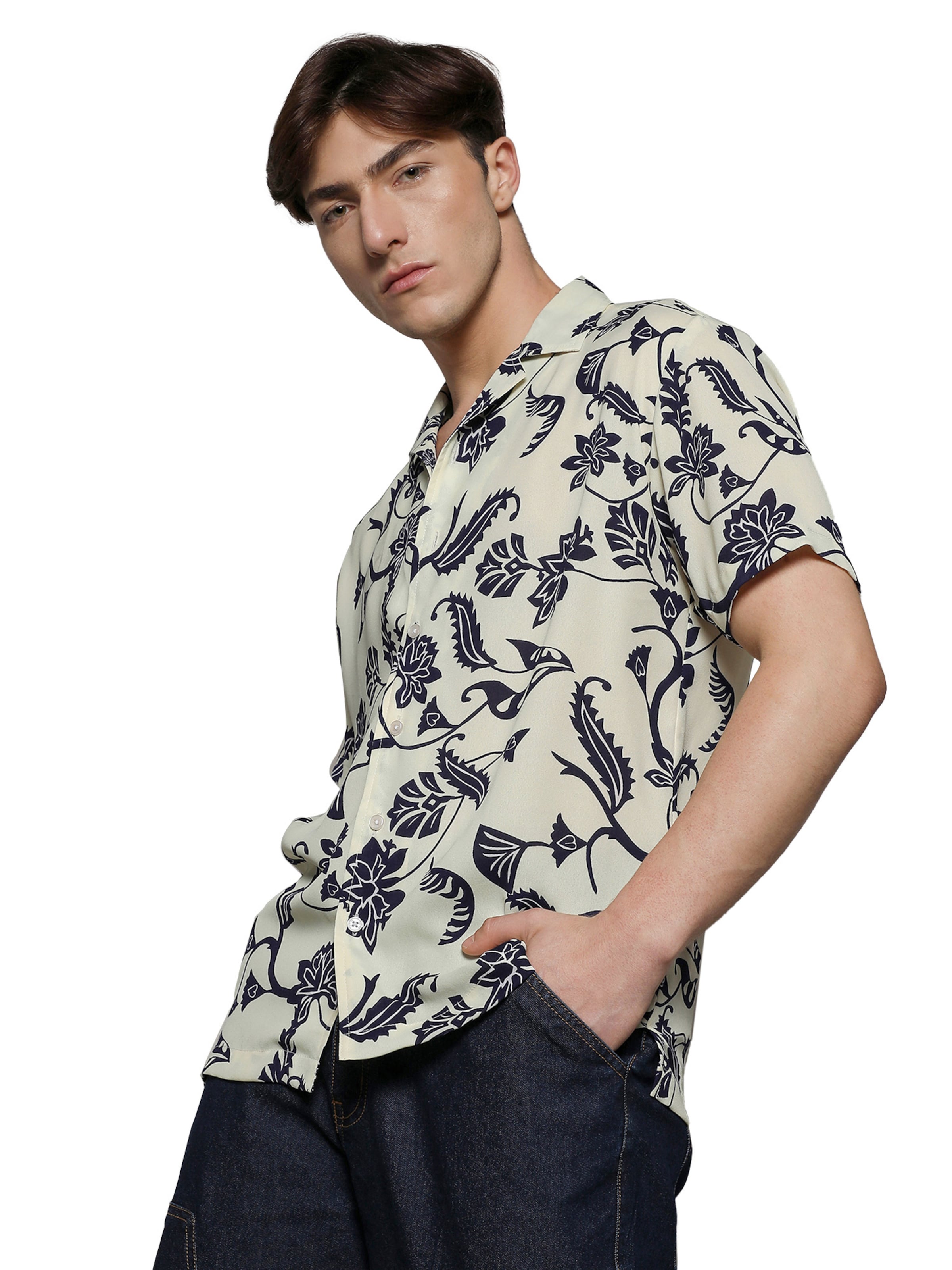 Campus Sutra Классический крой Рубашка 'Ivan' в Бежевый