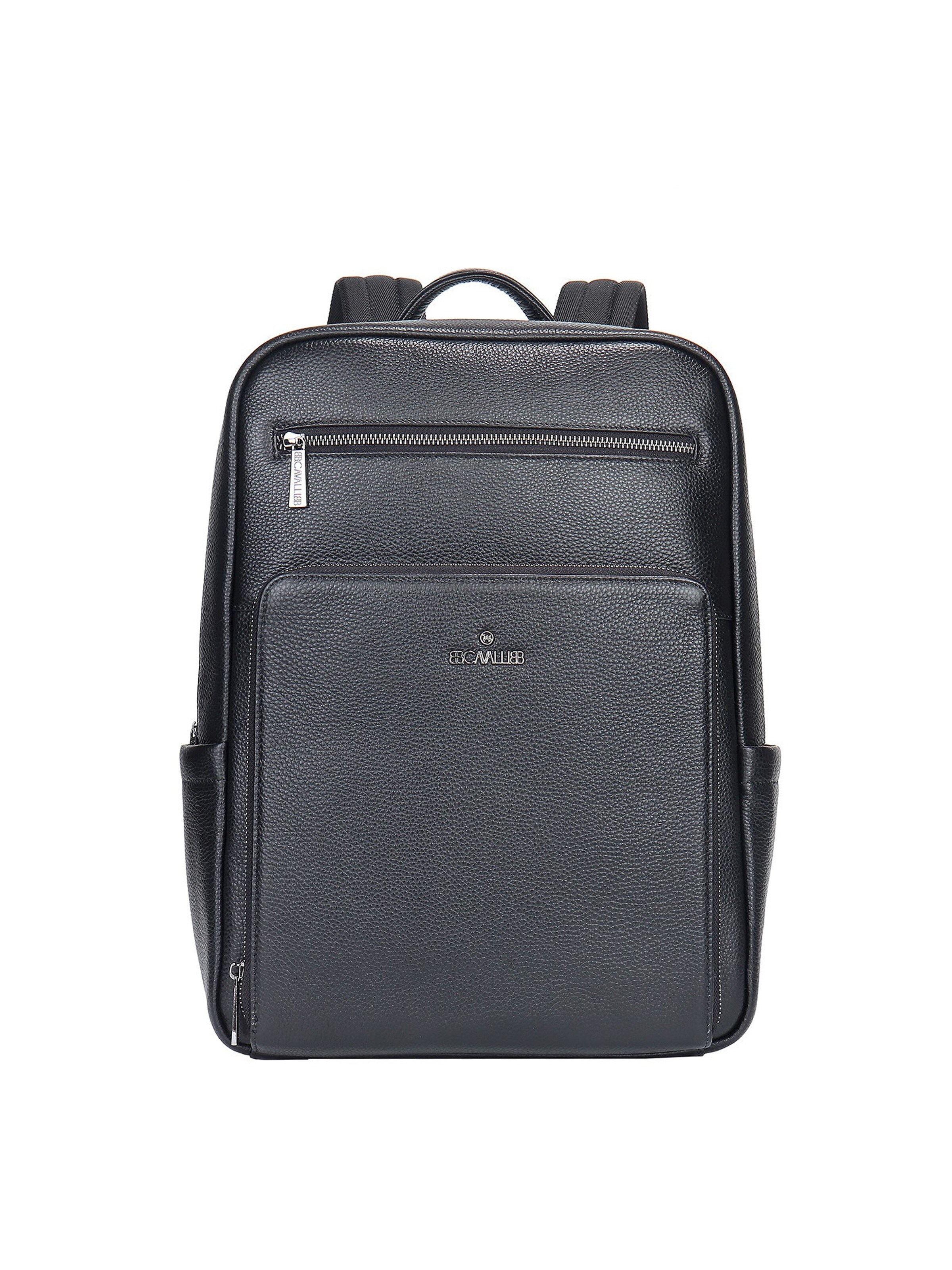 Zaino 'Zaino B Cavalli Vera Pelle - Chiusura Zip Tasche Multiple 42x30x13cm' di B. Cavalli in nero: frontale