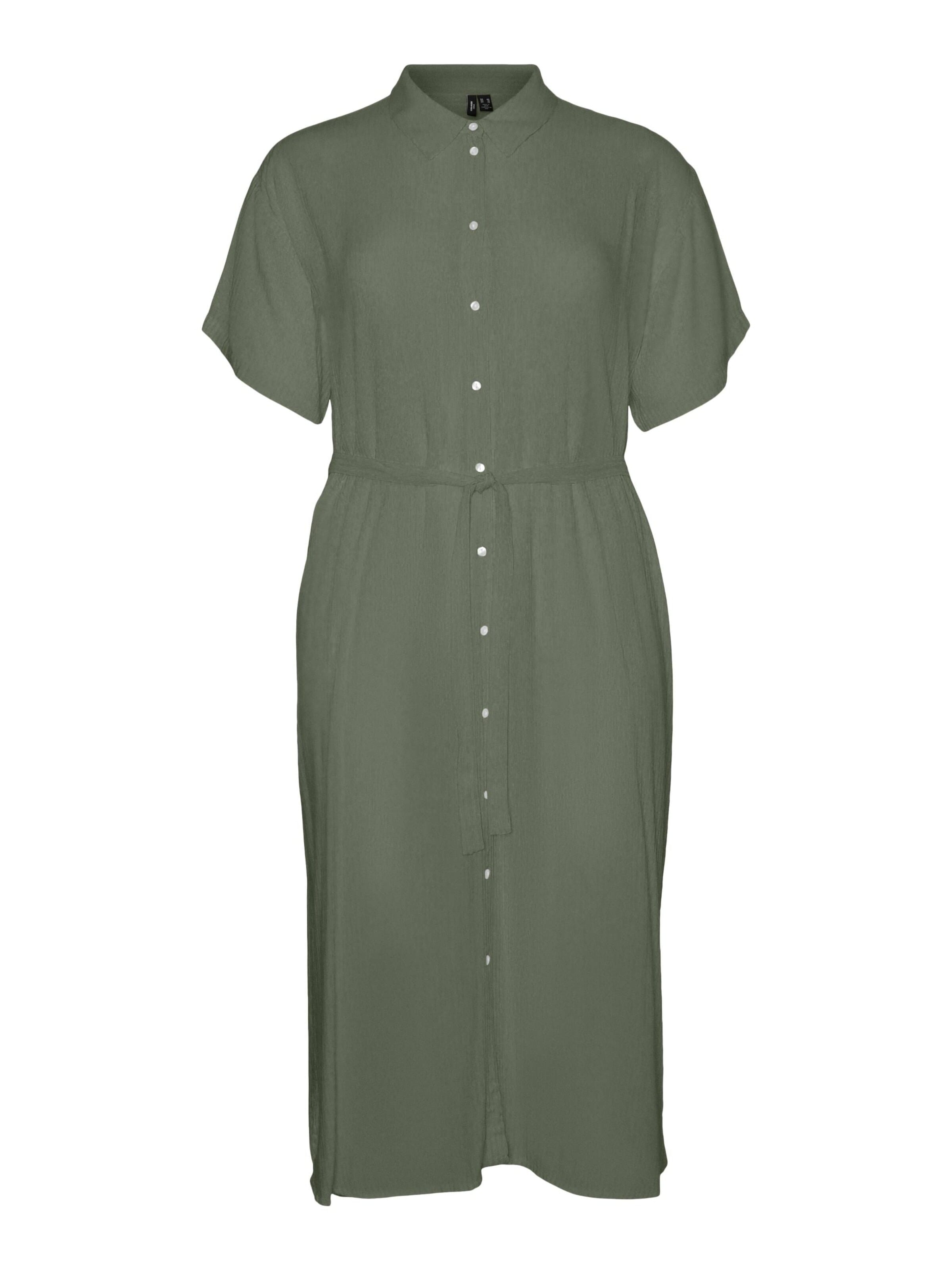 Vero Moda Curve - Vestido camisero en verde: frente