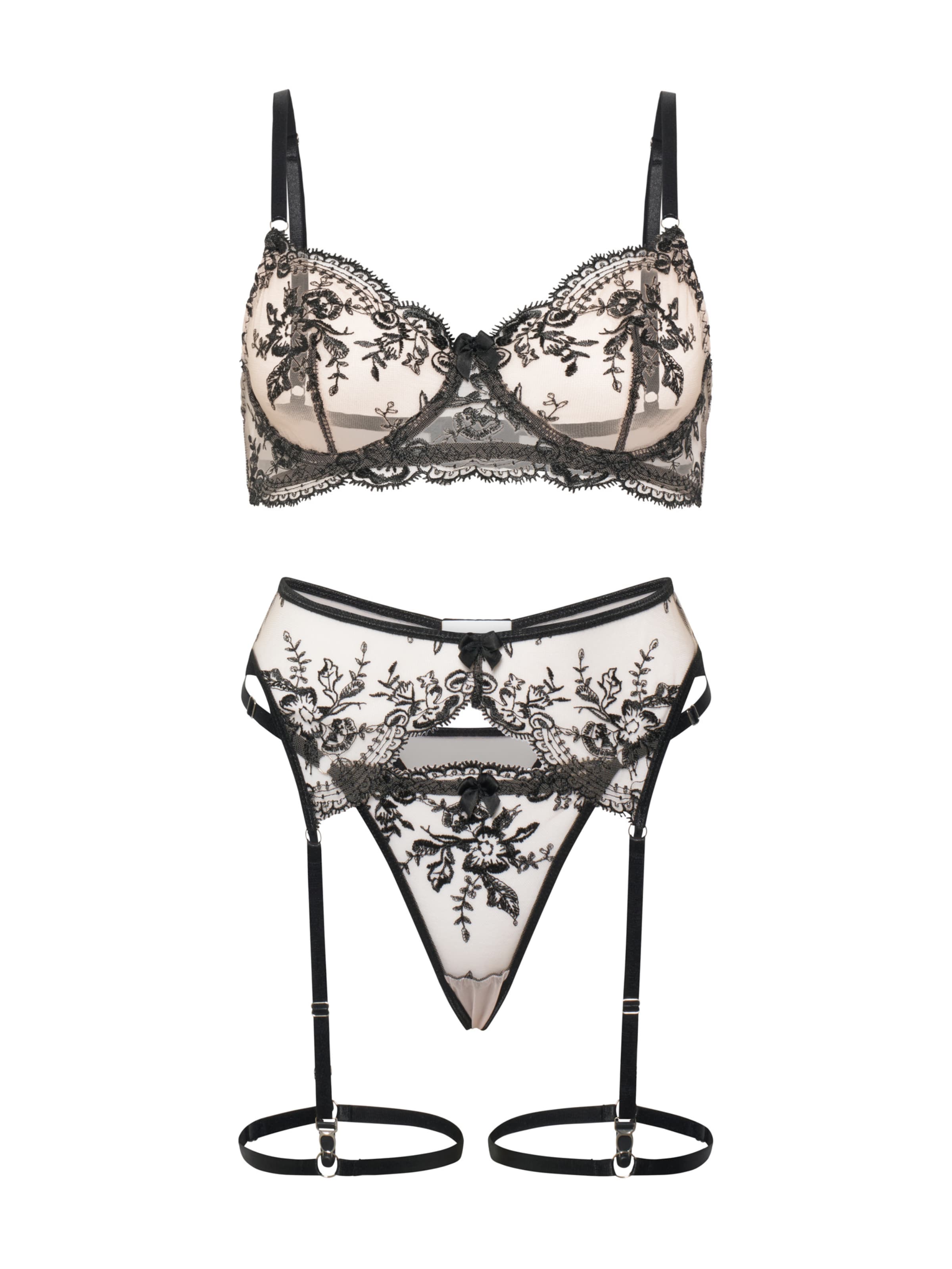 Orchibelle Wäsche-Sets 'Amara' in Schwarz: Vorderseite