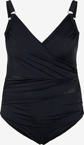 Swim by Zizzi T-shirt Swimsuit in Black: front