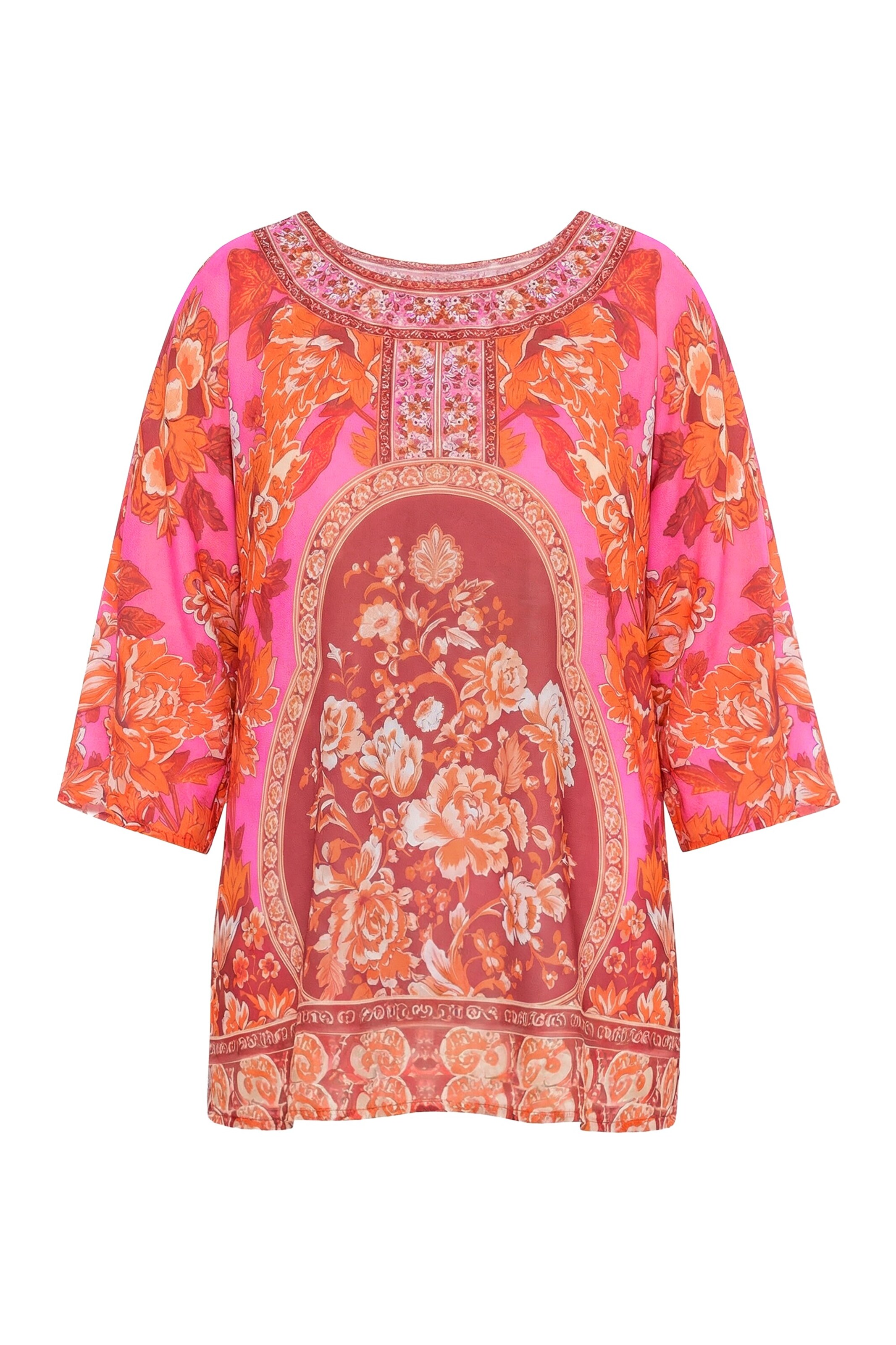 MIAMODA Blouse in de kleur Gemengde kleuren / Neonrood, Productweergave