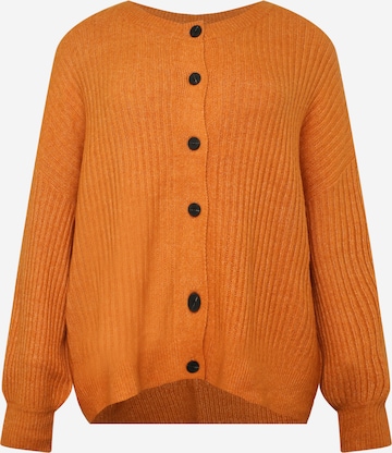 Zizzi Knit Cardigan in Orange: front