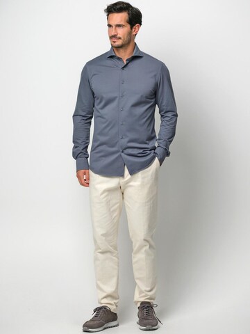 Profuomo Slim fit Overhemd 'Japanese Knitted' in Blauw