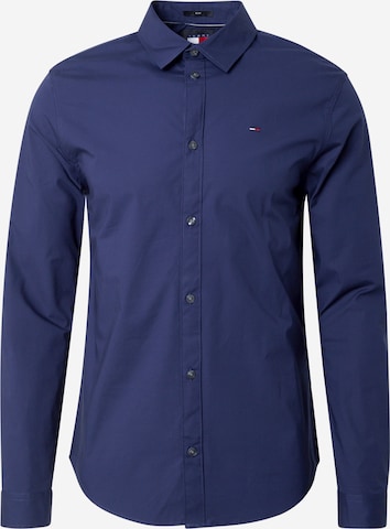 Tommy Jeans Slim fit Overhemd in Blauw: voorkant