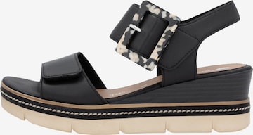 REMONTE Sandal 'Artigo-Sandalen mit Keilabsatz aus Leder' in Black: front