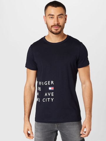 TOMMY HILFIGER - Camisa 'Off Placement' em azul: frente