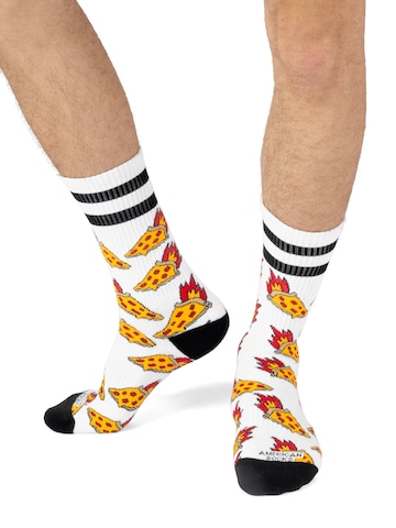 Chaussettes 'Pizza Inferno' American Socks en blanc