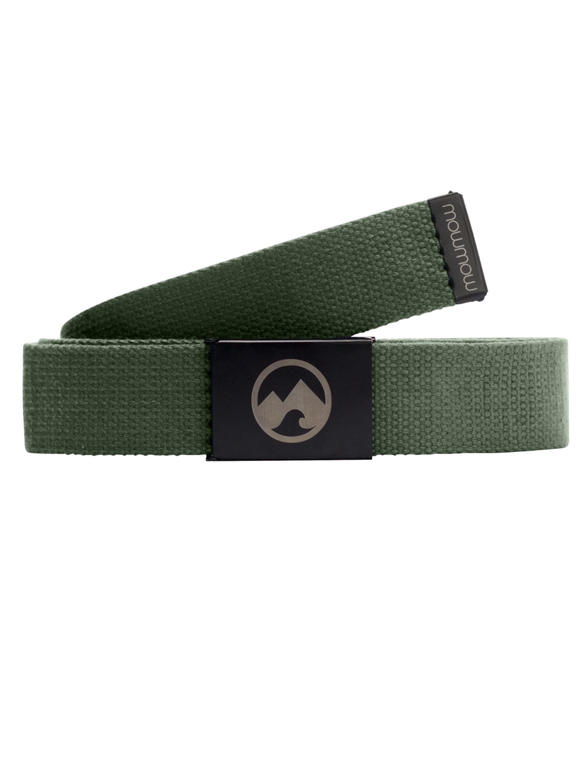 Mowmow Sportriem 'MowMow Belt - Canvas - Aluminum Buckle - 125 cm - Men - Women - Black' in Groen: voorkant