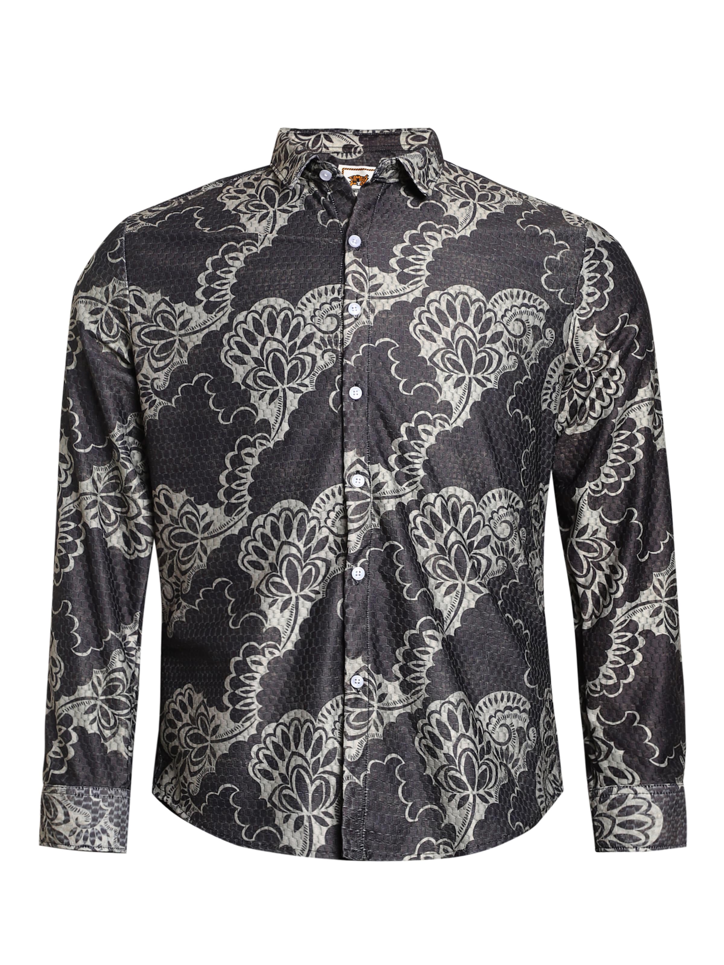 Campus Sutra Regular Fit Hemd ' Paislee ' in Schwarz: Vorderseite