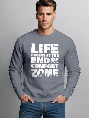 Neverless Sweatshirt 'life begins' in Grau: Vorderseite