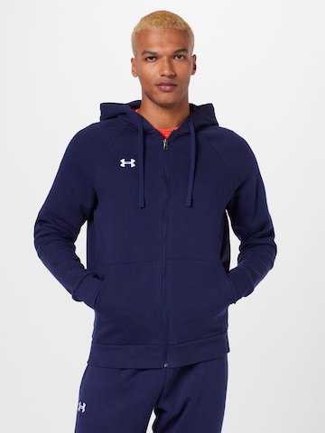 UNDER ARMOUR Athletic Zip-Up Hoodie 'Rival' in Blue: front