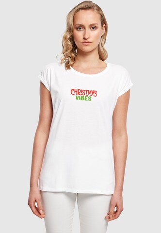 Merchcode T-Shirt 'Christmas Vibes' in Weiß: Vorderseite