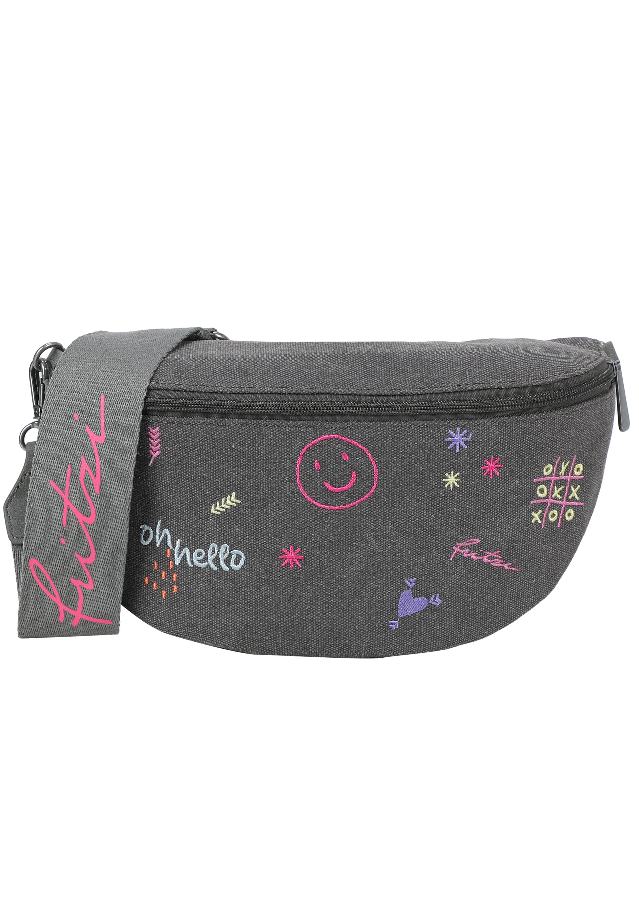 Fritzi aus Preußen Crossbody Bag 'Limited Embro Fun' in Grey: front