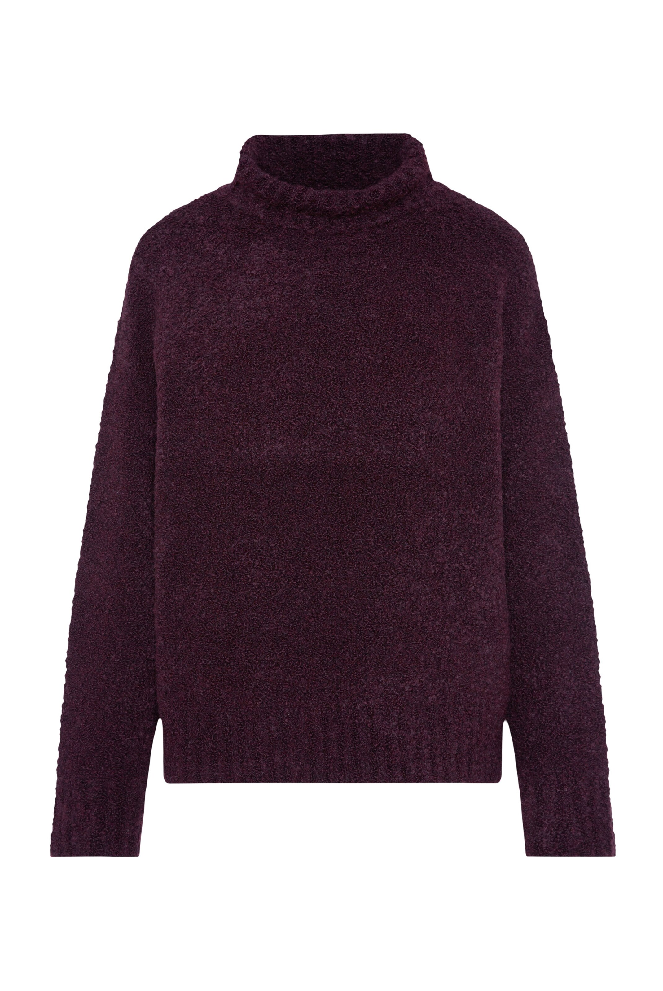 SENSES.THE LABEL Bouclé Pullover mit Stehkragen in Rot: Vorderseite
