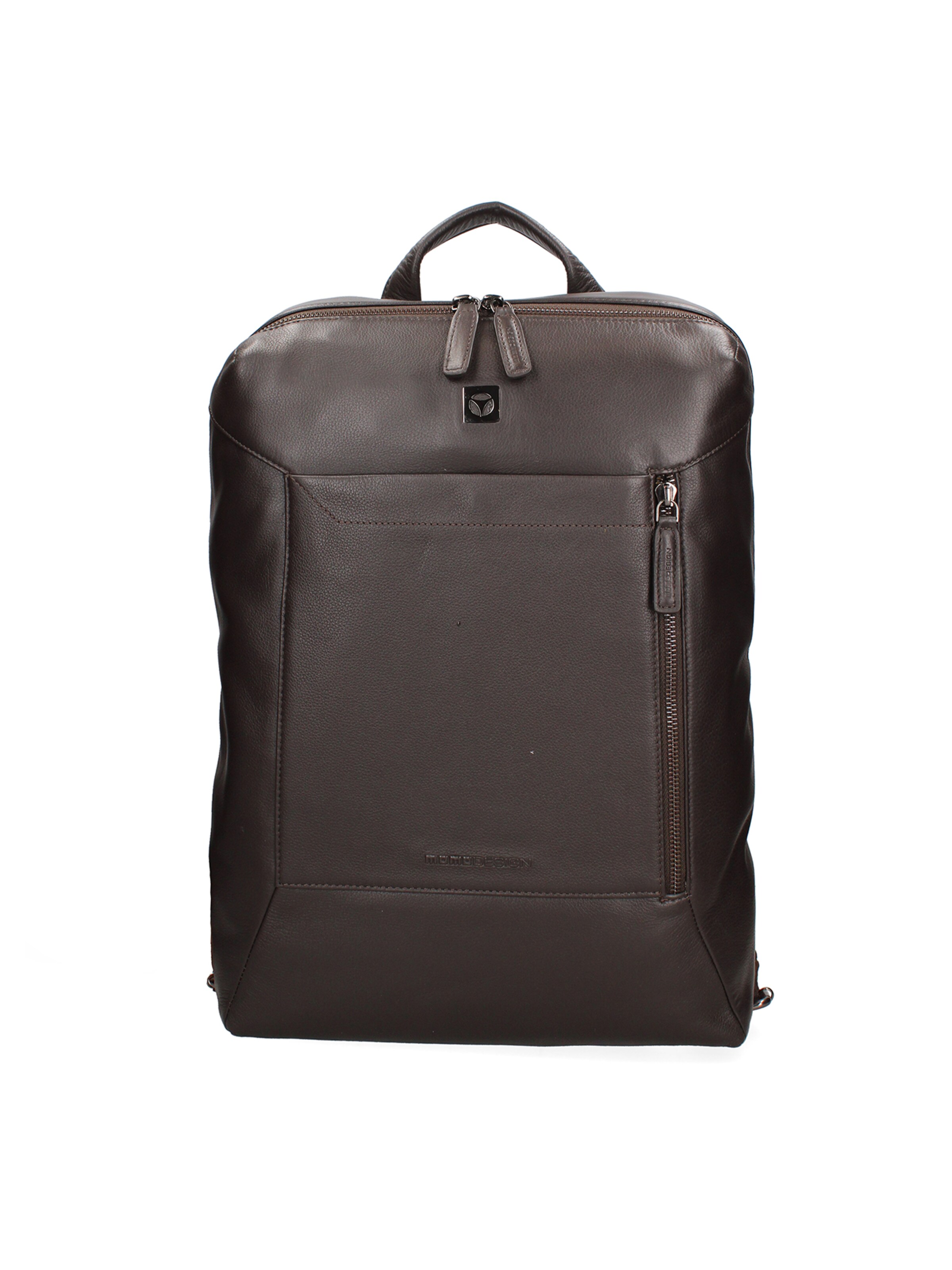 Zaino 'Zaino Uomo Pelle Vera Testa di Moro - Chiusura Zip e Tasche Organizzate' di Momo Design in marrone: frontale