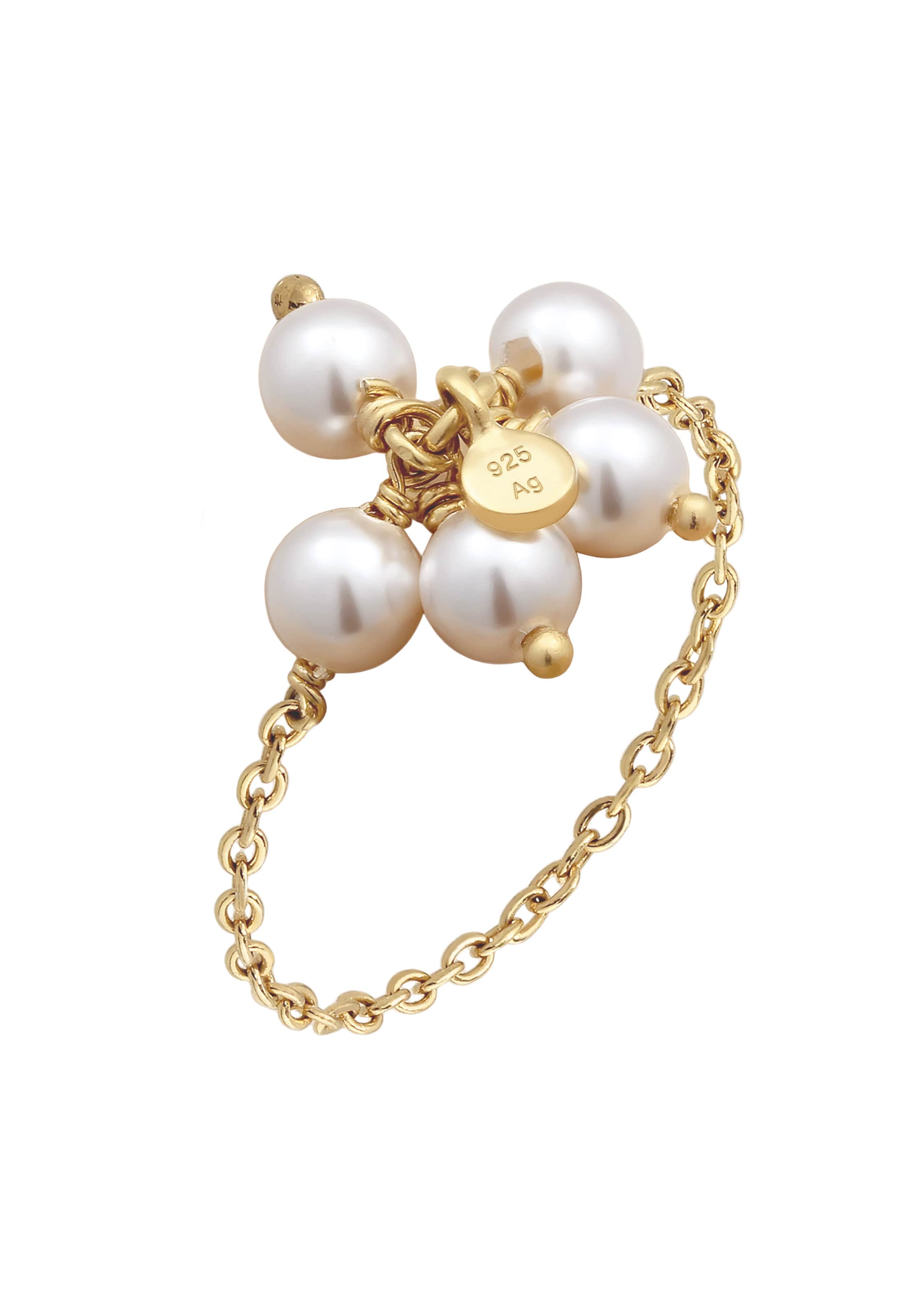 ELLI Ring 'Pearl' in Goud: voorkant