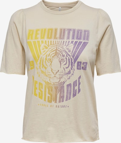 ONLY T-shirt en beige foncé / jaune / violet foncé, Vue avec produit