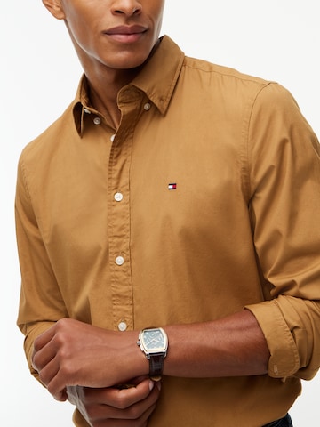 TOMMY HILFIGER Regular fit Button Up Shirt 'FLEX' in Brown: front