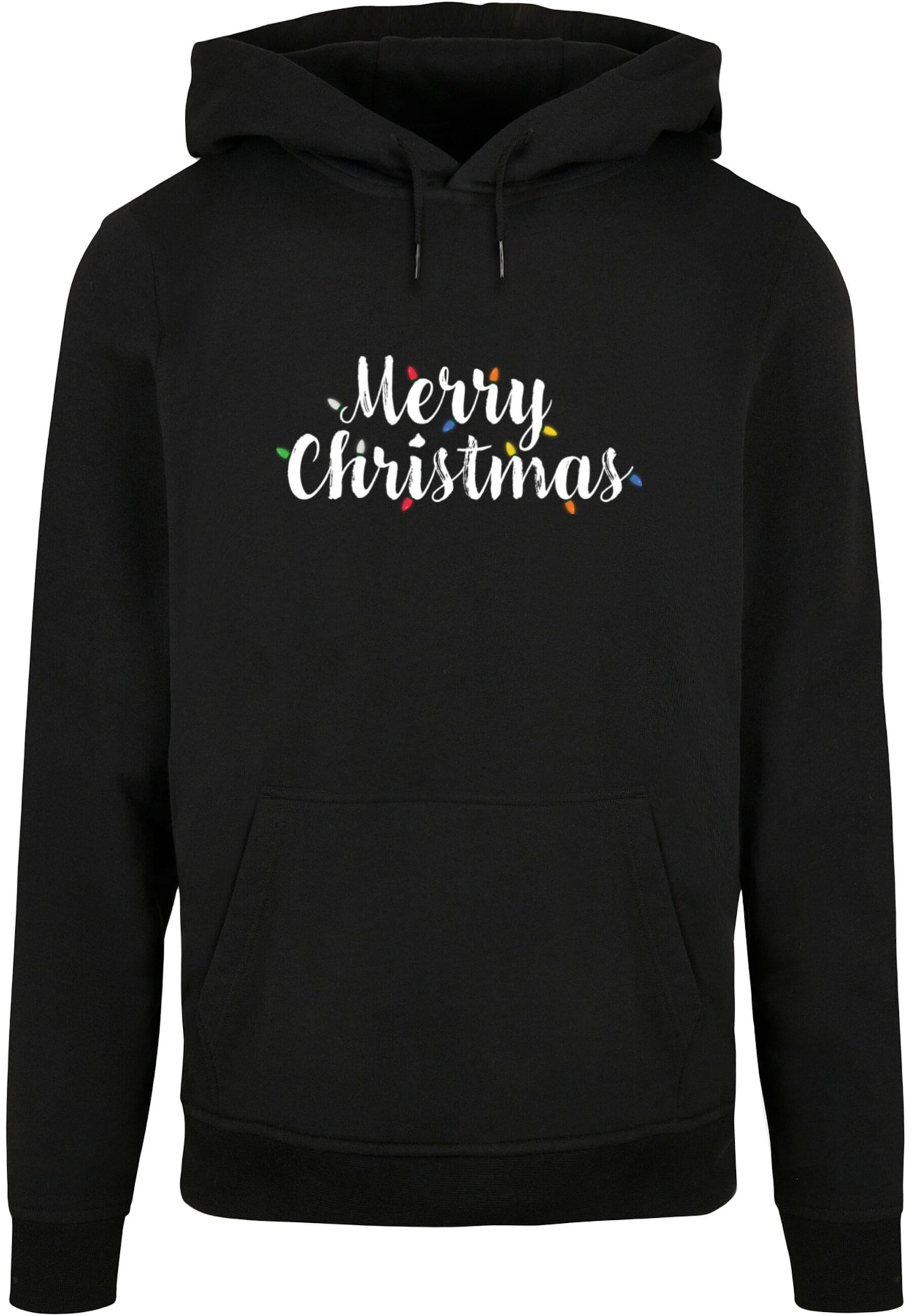 Merchcode Sweatshirt 'Merry Christmas Lights' in Zwart: voorkant