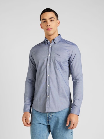 BOSS Black Regular fit Button Up Shirt 'ROAN' in Blue: front