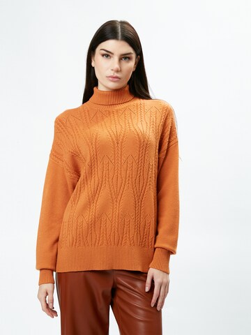 Influencer Pullover in Orange: Vorderseite